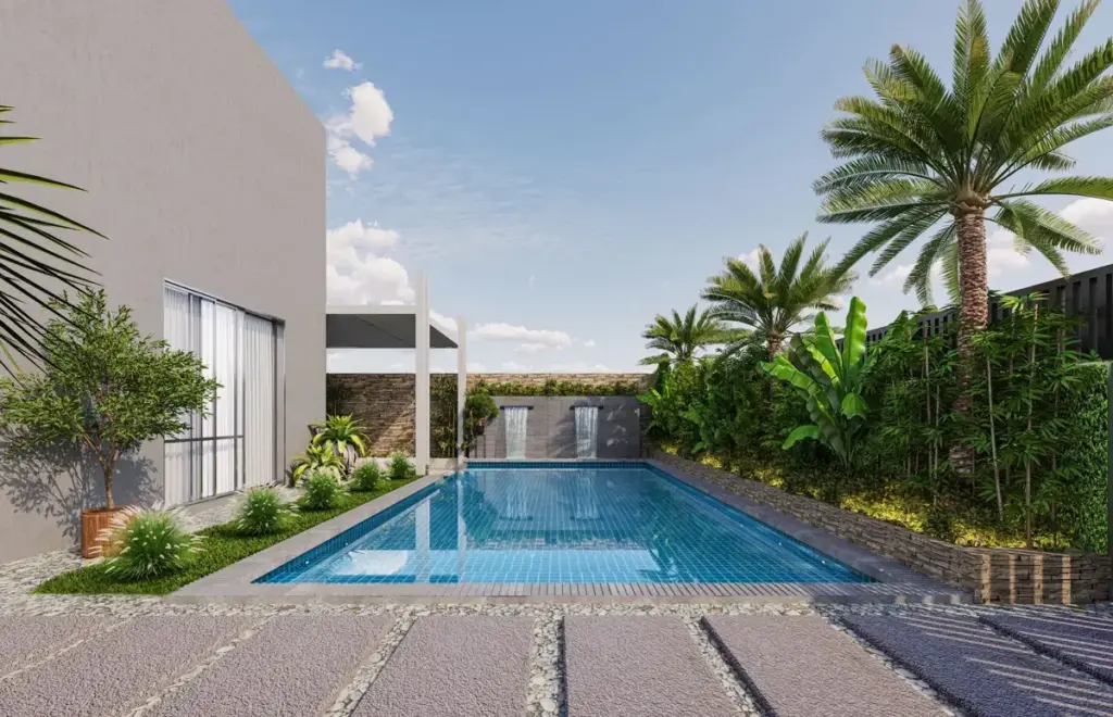 Villa courtyard with private pool